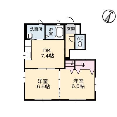 ラフィーネM A棟(2DK/1階)の間取り写真