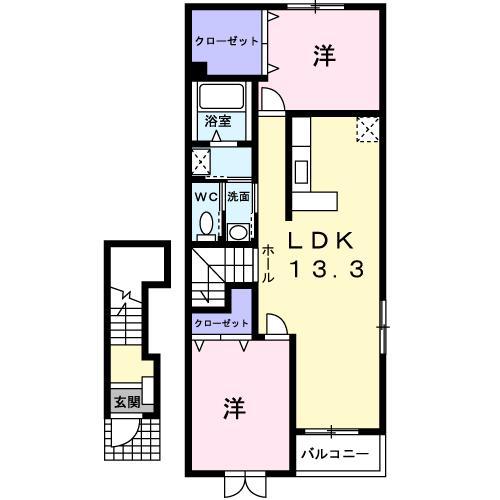 リュエルメゾンTY(2LDK/1階)の間取り写真