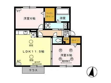 リヴェールコート(2LDK/1階)の間取り写真