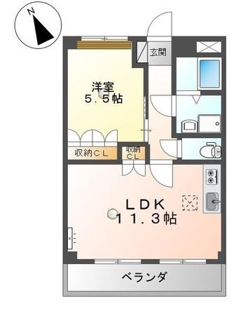 クローバー・ヒルズ(1LDK/1階)の間取り写真