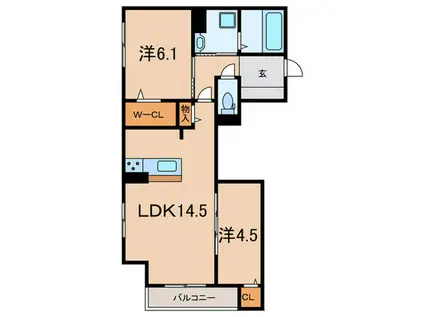 メゾン・ド・プティエル今津(2LDK/3階)の間取り写真