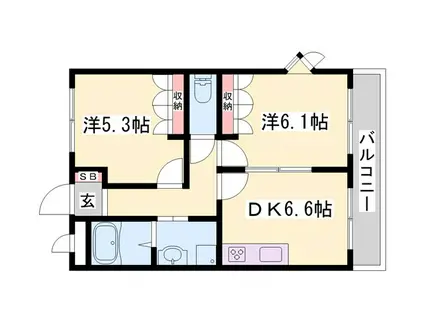 サンフラワー(2DK/2階)の間取り写真