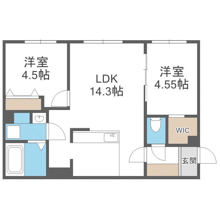 アーバス南円山(2LDK/3階)の間取り写真