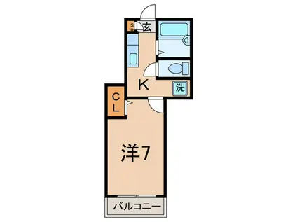 グレースパピヨン(1K/1階)の間取り写真