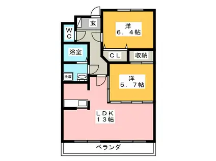 BROAD RIFFLE(2LDK/3階)の間取り写真