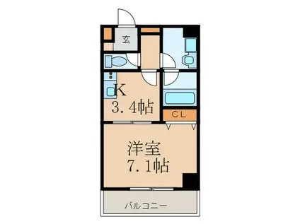 ハイムラポールPARTXIV(1K/7階)の間取り写真