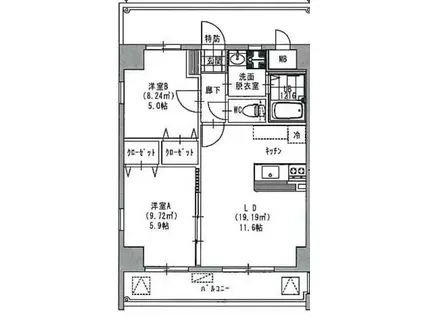 BLU MARE(2LDK/6階)の間取り写真