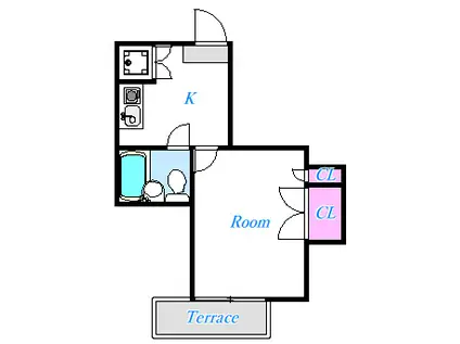 ポル・アビオン(1K/1階)の間取り写真