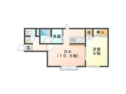 明野新町ガーデンハウス(1LDK/2階)の間取り写真