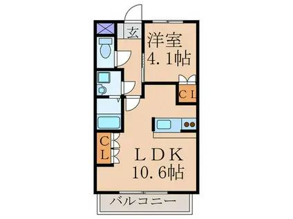 セントフィールド(1LDK/1階)の間取り写真