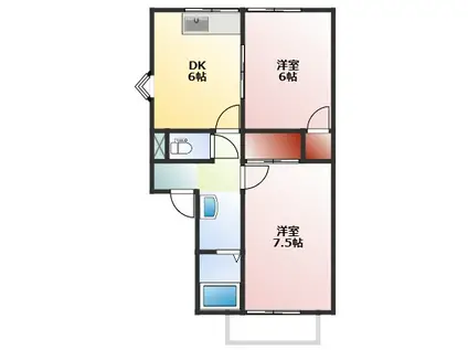 レピュート平清水A棟(2DK/1階)の間取り写真