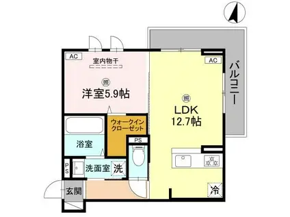 プライム金剛(1LDK/3階)の間取り写真