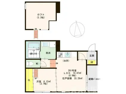 ハーモニーテラス野江(1LDK/3階)の間取り写真