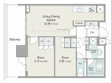 パークコート浜離宮ザタワー(2LDK/13階)の間取り写真