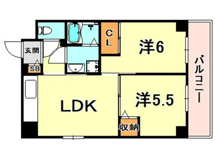 パインテール御影弐番館(2LDK/4階)の間取り写真