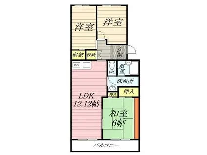 グリーンハイムイヌヰ 4号棟(3LDK/4階)の間取り写真