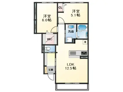 PURE RYUJU II(2LDK/1階)の間取り写真