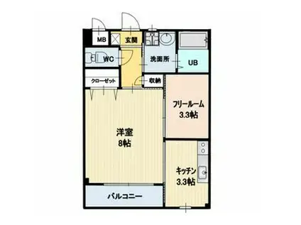 OPAくりの木2(1SK/2階)の間取り写真