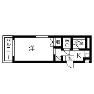 アヴェニュー高畑(1K/3階)の間取り写真