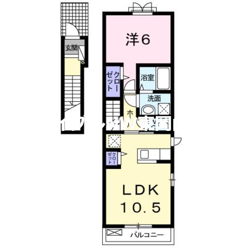 アルカンシエルSAI(1LDK/2階)の間取り写真