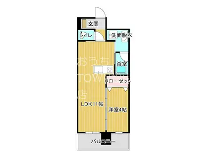 デリアス市駅南(1LDK/9階)の間取り写真