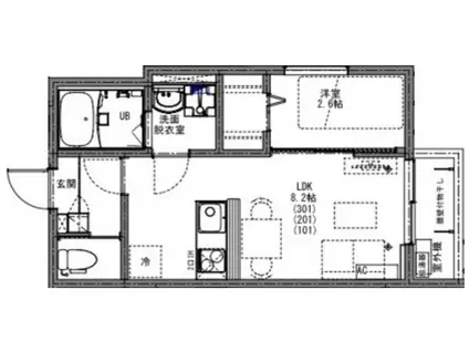 KEIAI RESIDENCE 南柏(1LDK/2階)の間取り写真