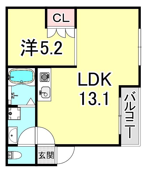グランツハイムユン(1LDK/2階)の間取り写真