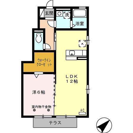 セジュール・ド・ヴァンズB(1LDK/1階)の間取り写真