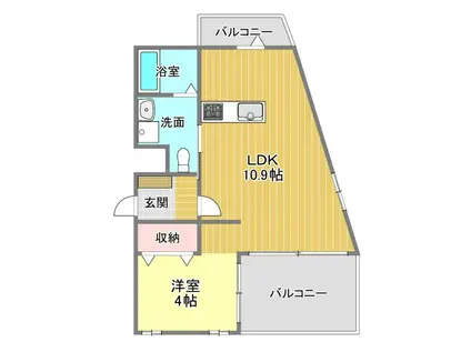 VILLA COZY(1LDK/2階)の間取り写真