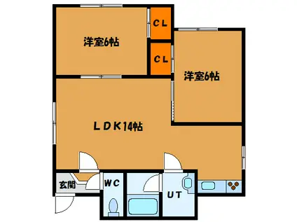 メゾンエクセラE(2LDK/1階)の間取り写真