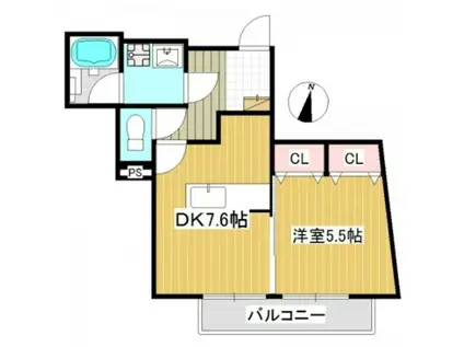 室田ビル(1DK/4階)の間取り写真