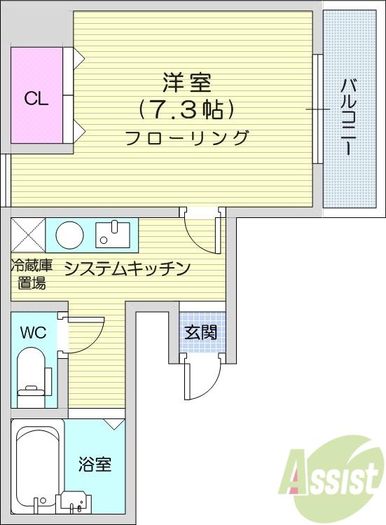 サンビューティ春日町(1K/3階)の間取り写真