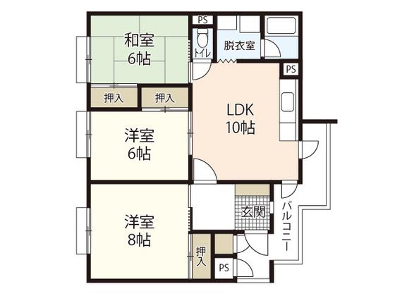 サンパティオ高須(3LDK/2階)の間取り写真