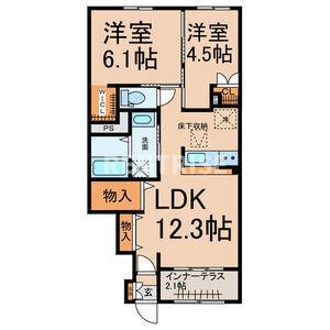 ファミリア尾西(2LDK/1階)の間取り写真