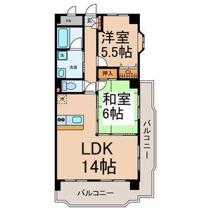 ルミエール成田(2LDK/2階)の間取り写真