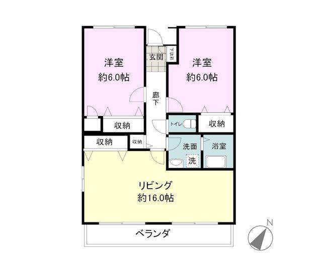 アヴァンデンスJUNII(2LDK/2階)の間取り写真