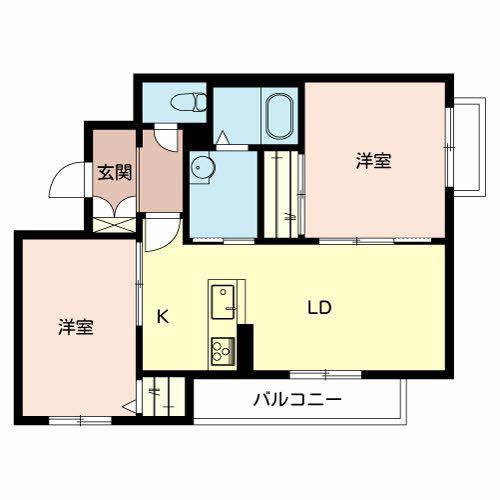 メゾン・フローラII(2LDK/1階)の間取り写真