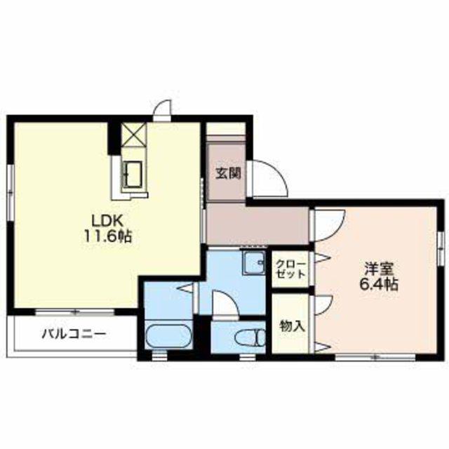 ディアス和合町II(1LDK/1階)の間取り写真