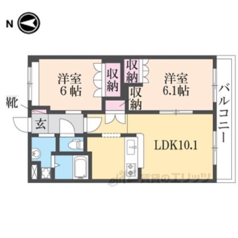 シャルマン(2LDK/2階)の間取り写真