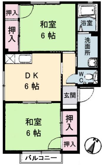リバーサイドコーポA棟(1LDK/2階)の間取り写真