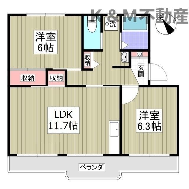 自由ヶ丘シティハウス(2LDK/4階)の間取り写真