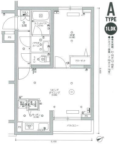 スカイコート品川東大井(1LDK/2階)の間取り写真