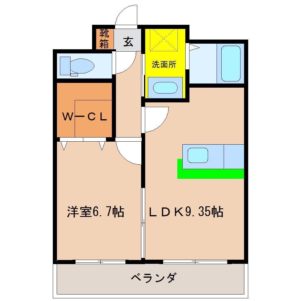 マリベール松橋(1LDK/1階)の間取り写真