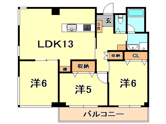 エトール4(3LDK/3階)の間取り写真
