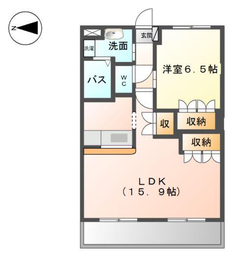 ハッピーガーデン(1LDK/3階)の間取り写真