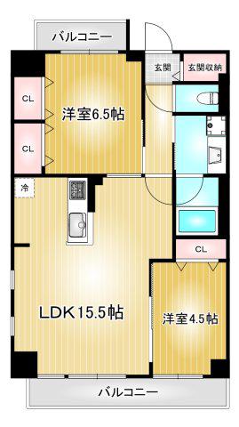 ポルタニグラ大須観音(2LDK/8階)の間取り写真