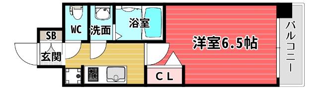 クリスタルグランツBAYフロンティア(1K/6階)の間取り写真