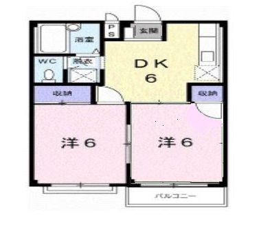 シティーハイツEI(2DK/2階)の間取り写真