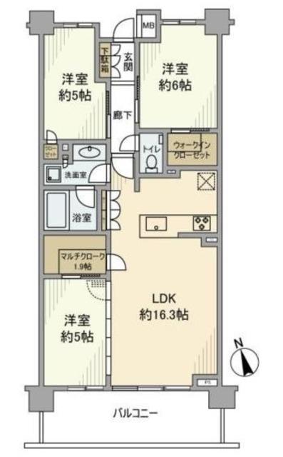 グランリビオ浜田山(3LDK/2階)の間取り写真