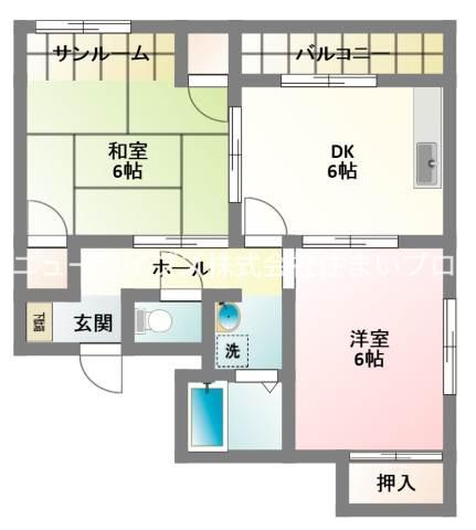 シティライフ林(2DK/1階)の間取り写真